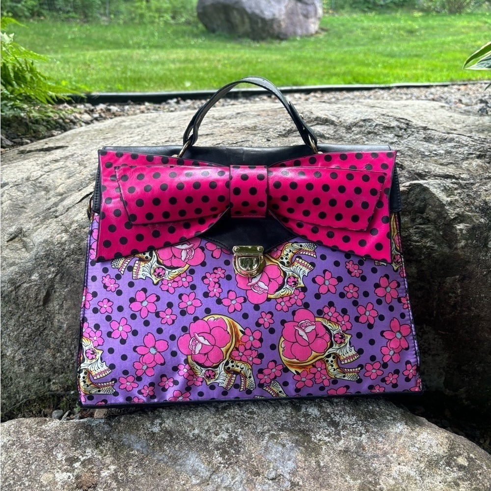 Iron fist pink bow skull multicoloured hand bag